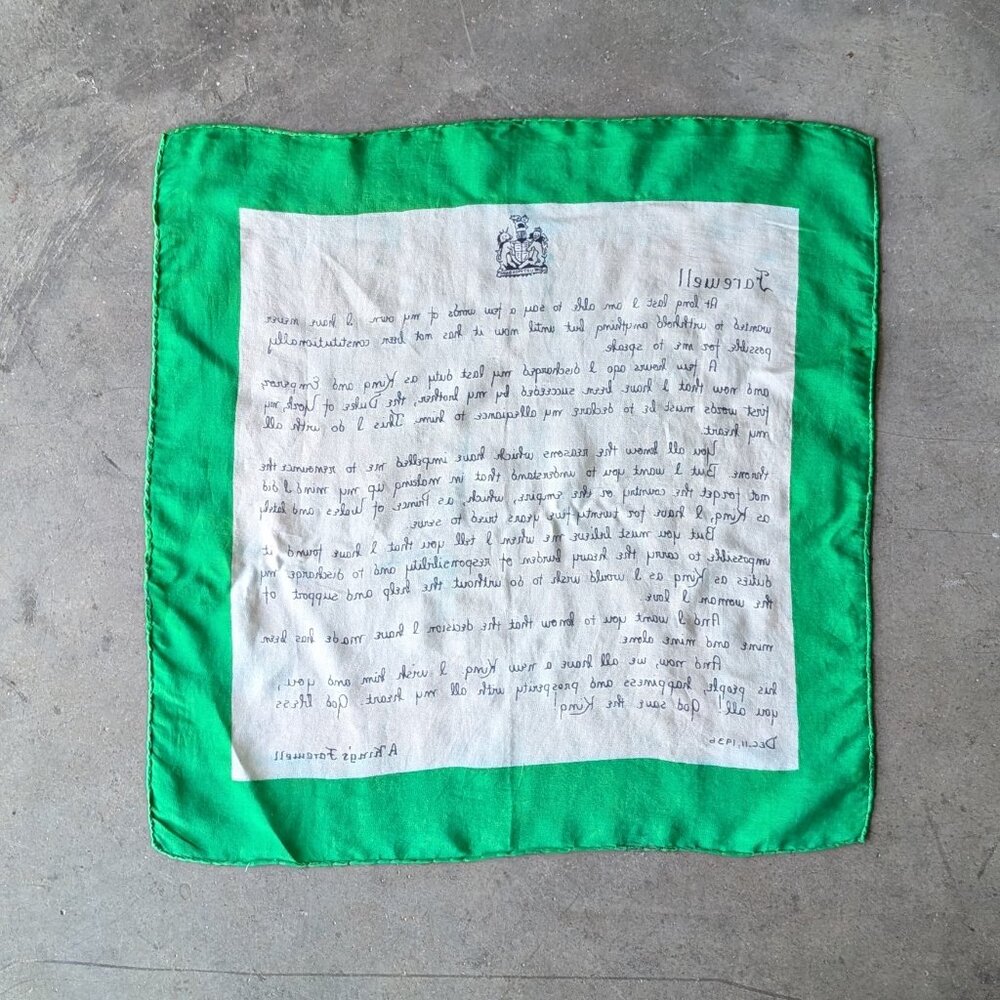Vintage A King's Farewell Silk Scarf Handkerchief 1936 King Edward VIII Britain - Picture 10 of 10